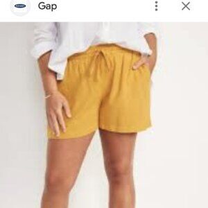 Old Navy‎ Mustard Yellow Linen Blend Drawstring Shorts Small Casual Summer